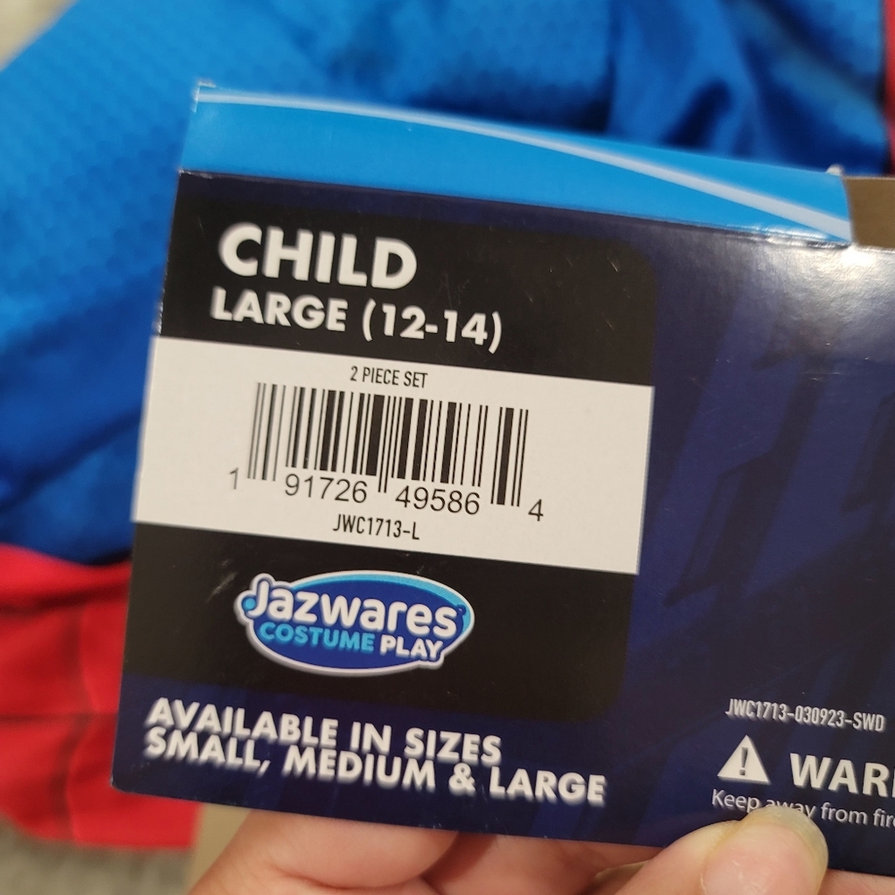 New JAZWARES Marvel Spider-Man Child Costume Suit And Mask Size Large 12-14 - Picture 9 of 16